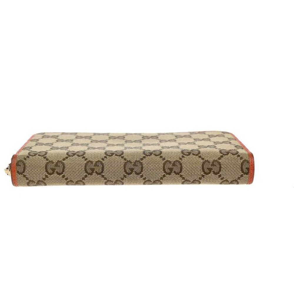 Gucci Long Wallet Round Zipper GG Canvas Leather Orange Beige 33 Kb040 - Picture 6 of 13